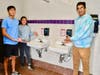 Tap n’ Go! Diamond Bar High School seniors Arashdeep Ghotra, Joyce Chung, and junior Jonathon Dang with new water-wise faucets installed on campus last week.