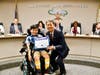 Collegewood Elementary fifth grader Dylan Chau receives the Super Star Student Award during the Board Meeting on October 19.