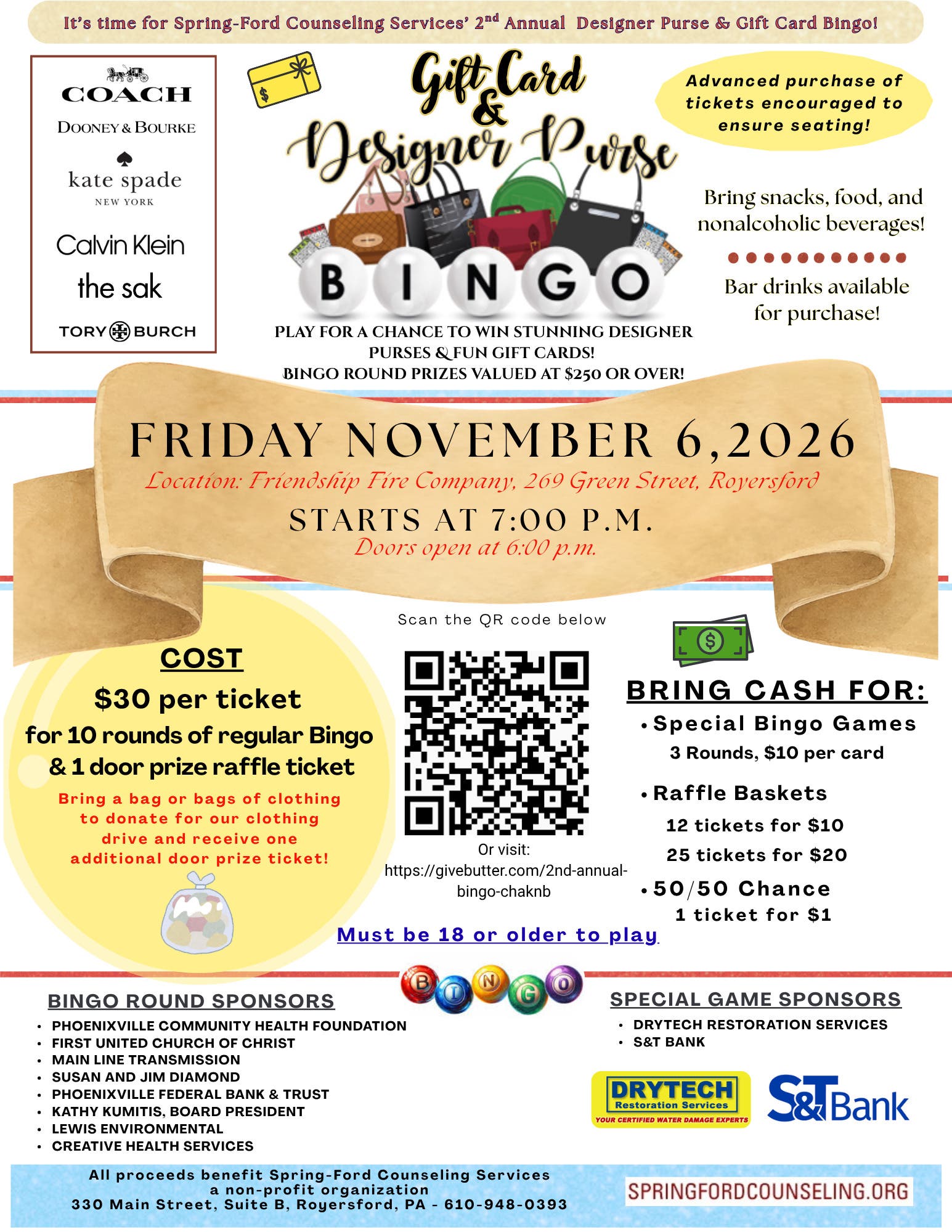 Spring-Ford Counseling Services: 2nd Annual BINGO