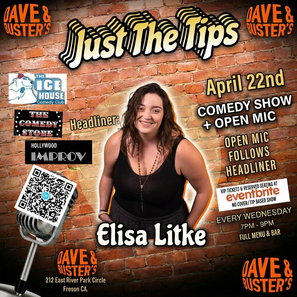 Just The Tips Comedy Show headlining Elisa Litke