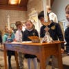 Students from St. Catherine of Siena School and Parish Staff were there to see the event.