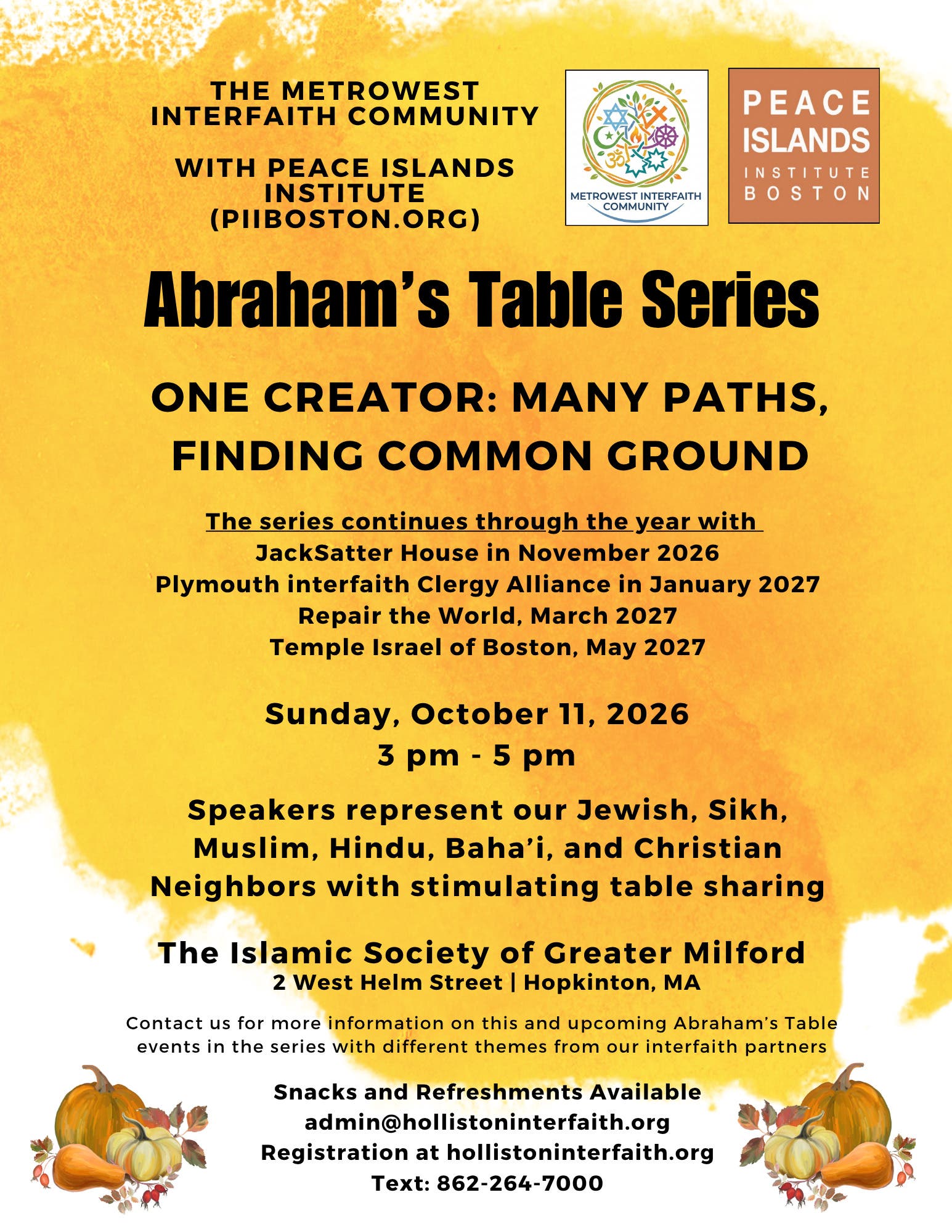 Abraham's Table Series: One Creator: Many Paths, Finding Common Ground