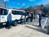 West Suburban YMCA employees (L to R) Amanda Pierce, Chris Ellison, Jack Fucci, and Kim Benzan load the van with groceries to deliver to Newton residents.
