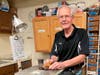Richard "Mac" MacFeely works on creating one-of-a-kind walking sticks to be sold at the 44th annual Bazaar to be held on October 1 at Covenant Living at the Holmstad.