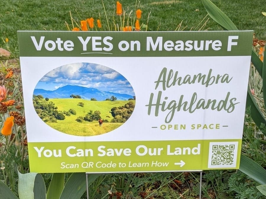 Measure F will help maintain the quality of life here.
Let’s invest in our community by protecting this spectacular natural resource.
Please vote YES for Measure F on June 7 to save the Alhambra Highlands Open Space