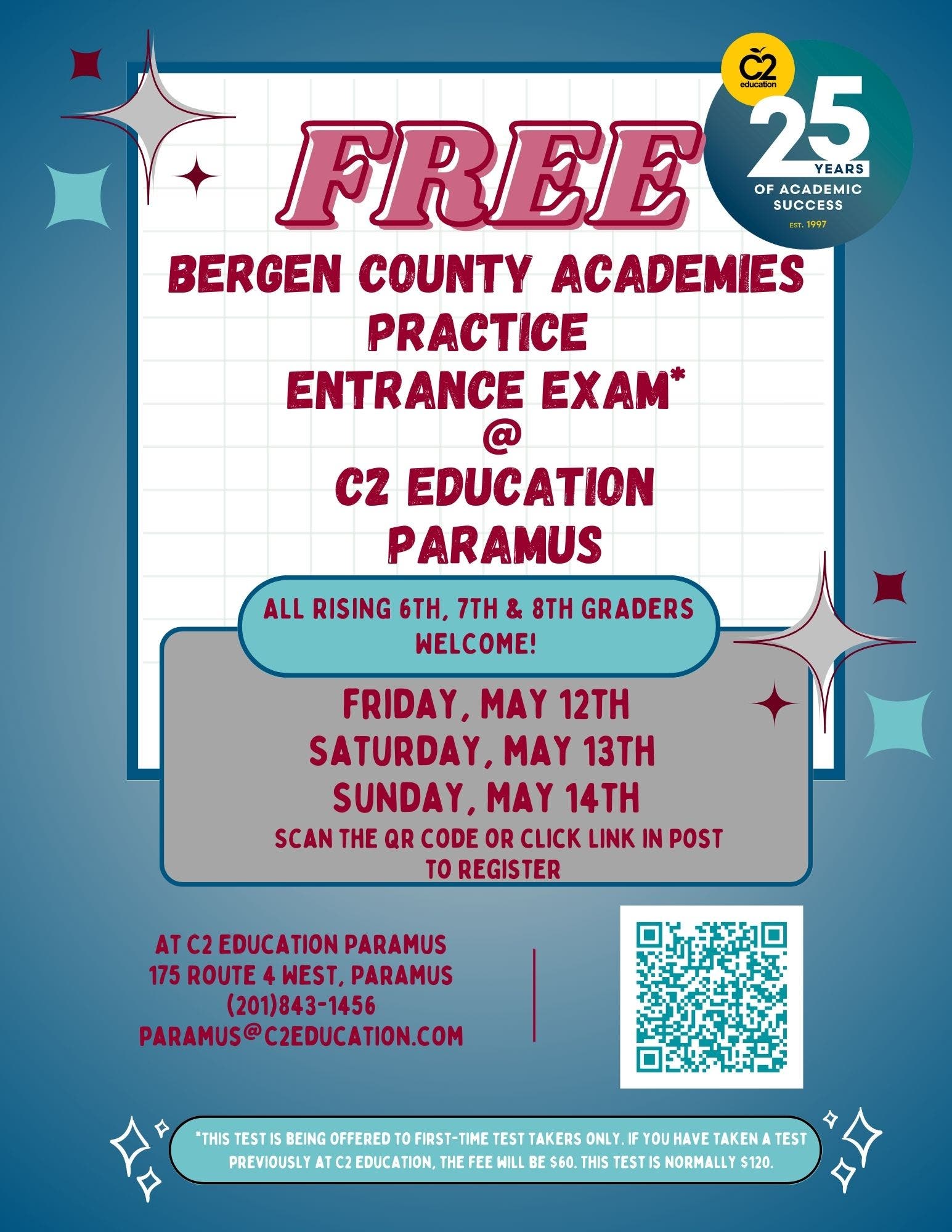 May 13 | FREE* Bergen County Academies PRACTICE Entrance Exam | Paramus, NJ  Patch