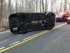 Easton firefighters freed a man trapped inside his rolled-over car Thursday night.