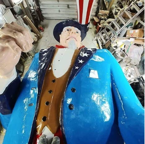 The 38-foot statue of Uncle Sam presided over the Danbury Fair from 1971 to 1981. 