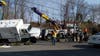 A section of Route 39 was shut down on Sunday following an accident that left a truck overturned and leaking oil.