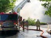 Firefighters from Brookfield Volunteer Fire helped extinguish a fire at the Francis J. Clarke Industrial Park on Sunday.