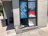 One person was injured when a car crashed into a gas station on Saturday afternoon.