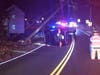 First responders from the Brookfield Volunteer Fire Company discovered that a pole was snapped with wires down. 