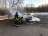 Firefighters also called in assistance from the State Department of Energy and Environmental Protection to handle the fluids that expelled from the vehicle and the runoff from extinguishing the blaze.