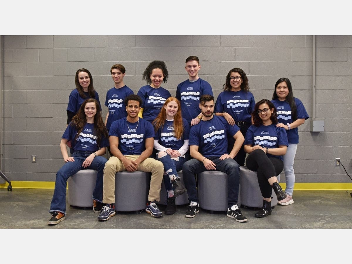 WMA members (front row, l-r): Allison Frenz, Natalie Carnazza, David Cawley, Anna Adebambo, Collin Blewitt, Tatiana Rodriguez, Estefani Sosa (second row, l-r): Fatima Izzat, Helen Heyse (back row, l-r): Albert Oliveira, Alejandro Calderon
