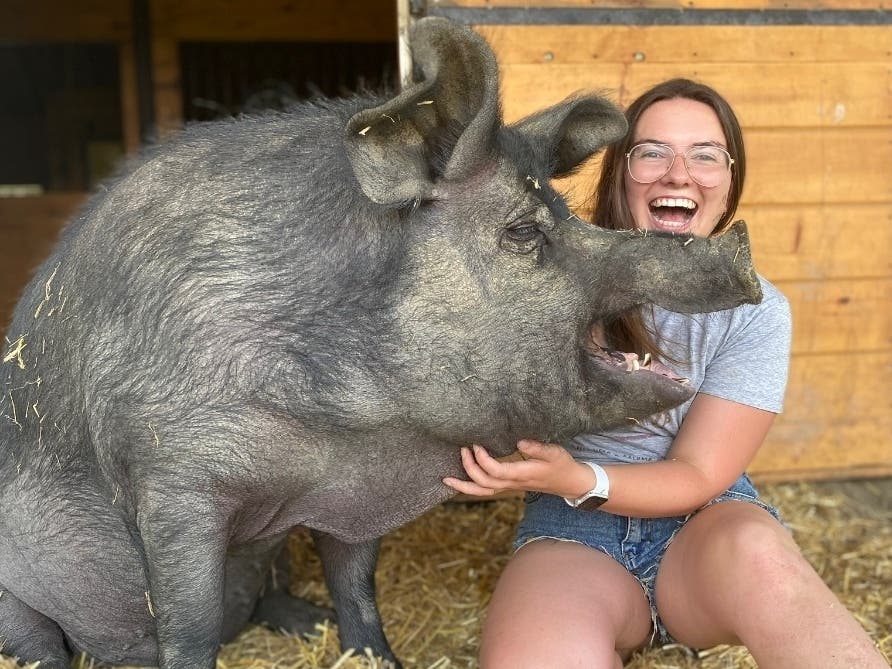 Maybelle and Tiffany Paltauf at Sleepy Pig Farm in Redding