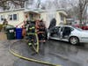 First responders found a car burning in proximity to a residence in the Candlewood Trailer Park in Danbury.