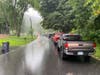 Mutual aid from the Danbury First Department was requested, and with a DFD drone firefighters were able to locate the large tree that had been struck by lightning. 