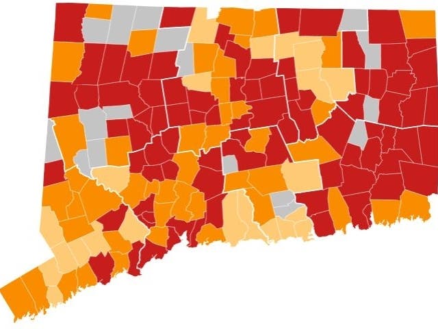 Brookfield had 13 average daily cases per 100,000 residents and a positive test rate of 4 percent between Aug. 29 and Sept. 11, according to the state Department of Public Health. 