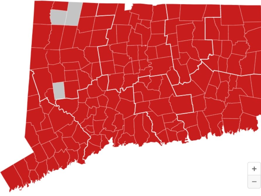 There are only three holdouts against the red tide that has washed over the state in the final weeks of 2021.