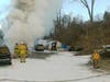 First responders from the Brookfield Volunteer Fire Company found an RV ablaze, and dangerously close to other vehicles. 