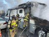 First responders from the Brookfield Volunteer Fire Company found an RV ablaze, and dangerously close to other vehicles. 