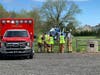 After being trapped for approximately two-and-a-half hours, the worker was air lifted to Yale New Haven Hospital.