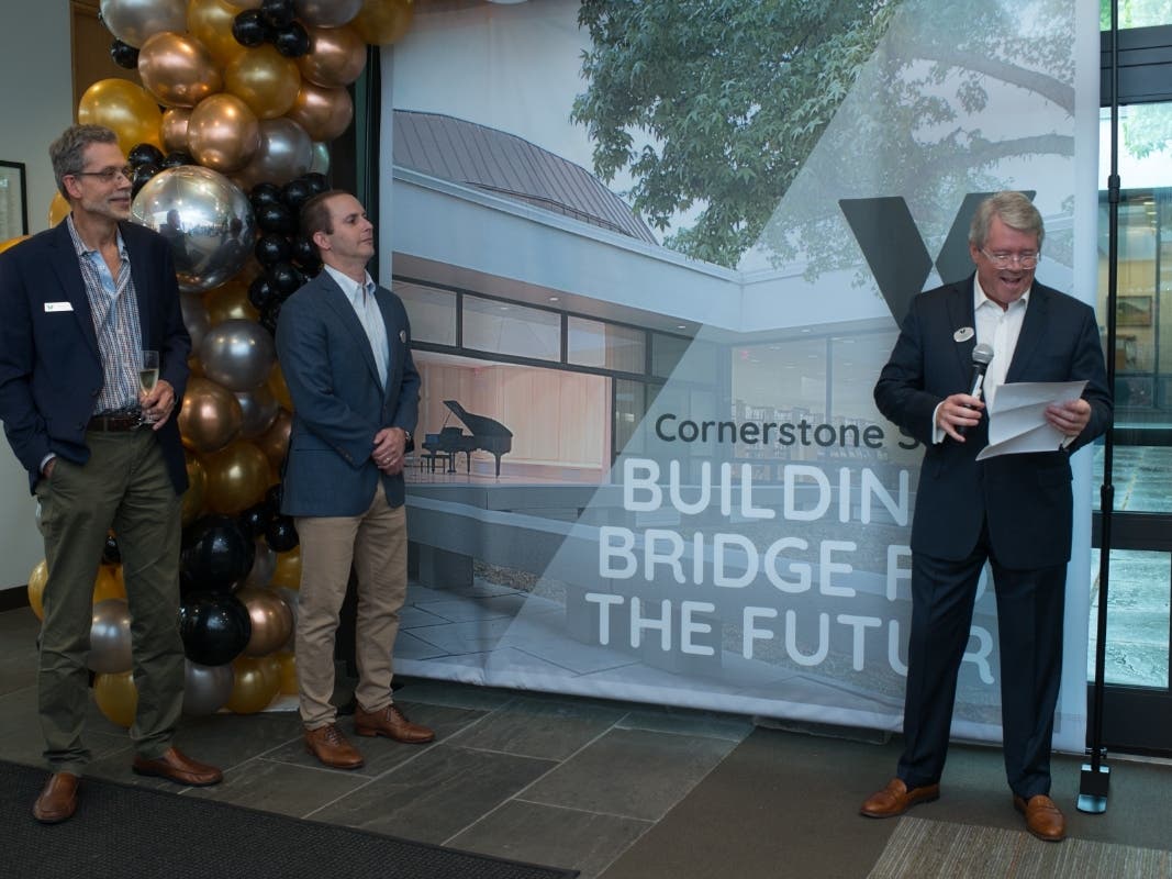 (l-r) Rob Sanders, WLA Board of Trustees President, Geody Davatzes, Cornerstone Society member, and Thom Healy, Trustee and Co-Chair of the WLA Endowment Committee