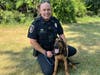 K9 Penelope, newest member of the Bethel Police Department, and her handler Corporal Jared Robinson.