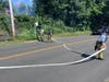 Members of the Brookfield Volunteer Fire Company were called in to extinguish the blaze on Candlewood Lake Road just South of Elbow Hill on Sunday afternoon