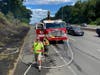 Firefighters from Danbury and Brookfield responded to fires which had ignited along Interstate 84 westbound between Exits 7 and 6 on Saturday.