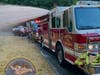 First responders found a brush fire in the woods off of the entrance to the Morehouse Fields.