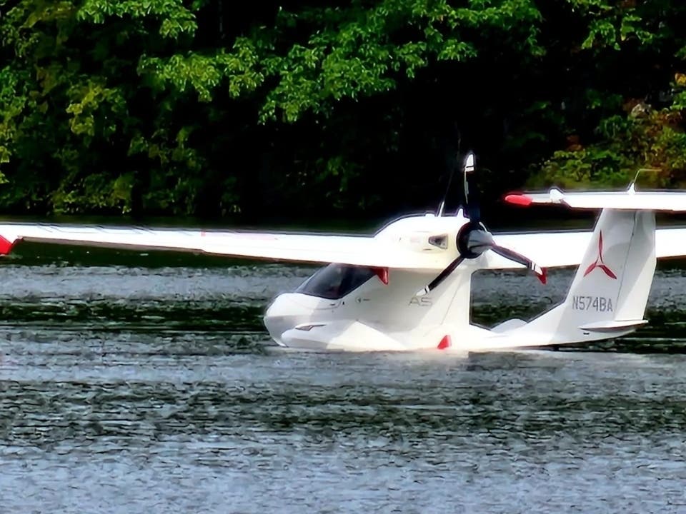 The pilot was running low on fuel and made an unplanned landing in Lake Lillinonah, according to fire officials.
