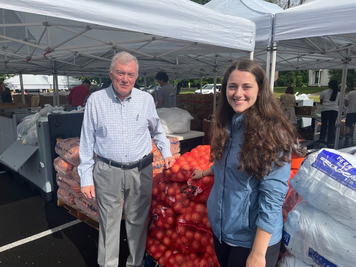 State Representative Martin Foncello (l.) and Walnut Hill Community Church Service & Local Outreach Coordinator Hailey Hills 
