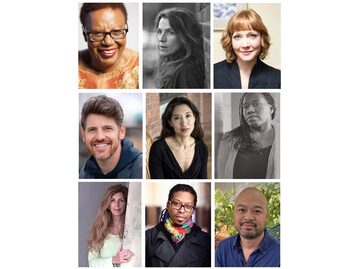 Featured poets for the 2024 season of Poetry in the Garden (l. to r., top to bottom): Patricia Spears Jones, Sophie Cabot Black, Emily Hockaday, Jared Harel, Tina Cane, Cynthia Manick, Marie Howe, Nathan McClain​ and Oliver de la Paz
