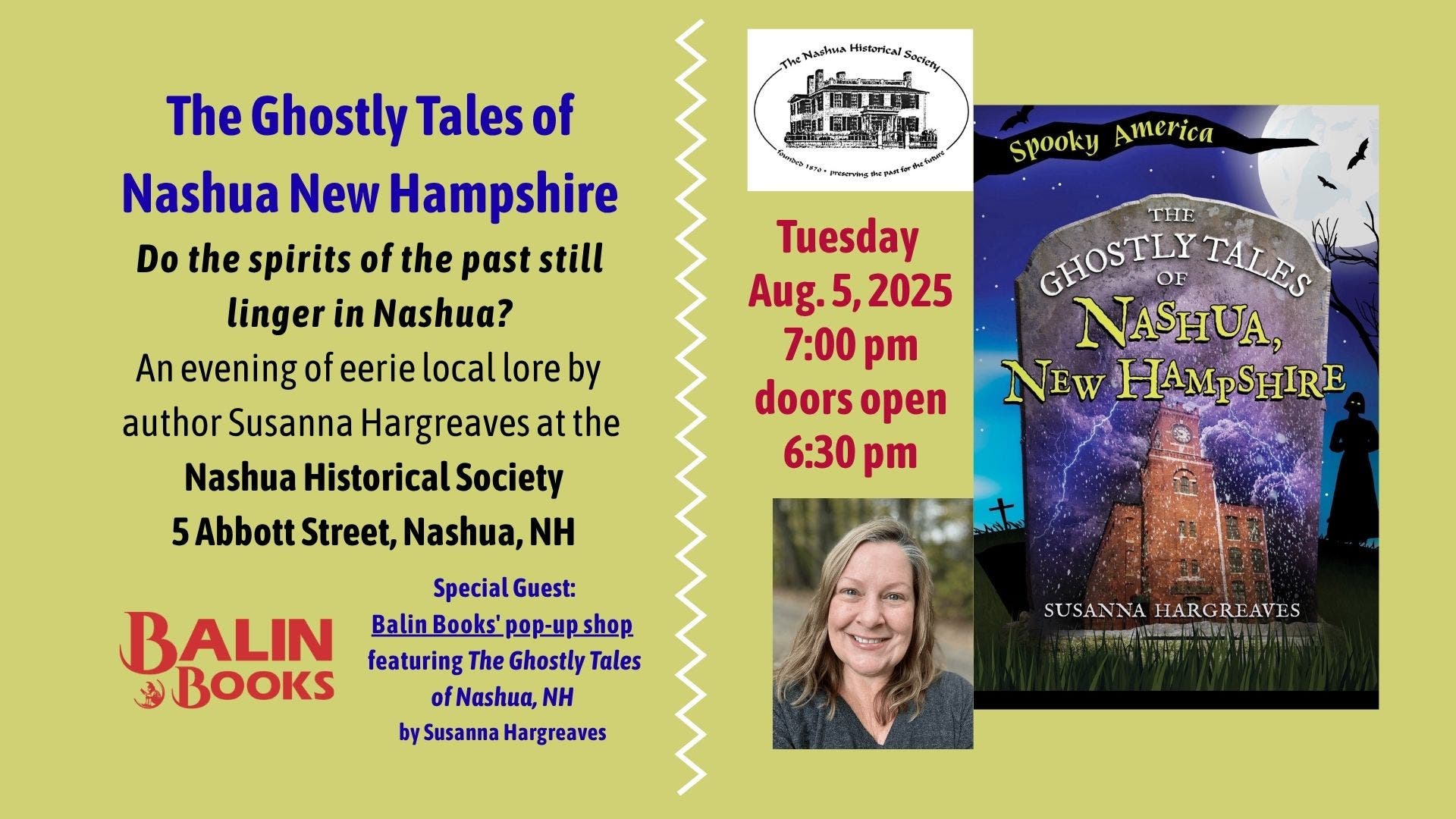 The Ghostly Tales of Nashua, NH: a special program at the Nashua Historical Society