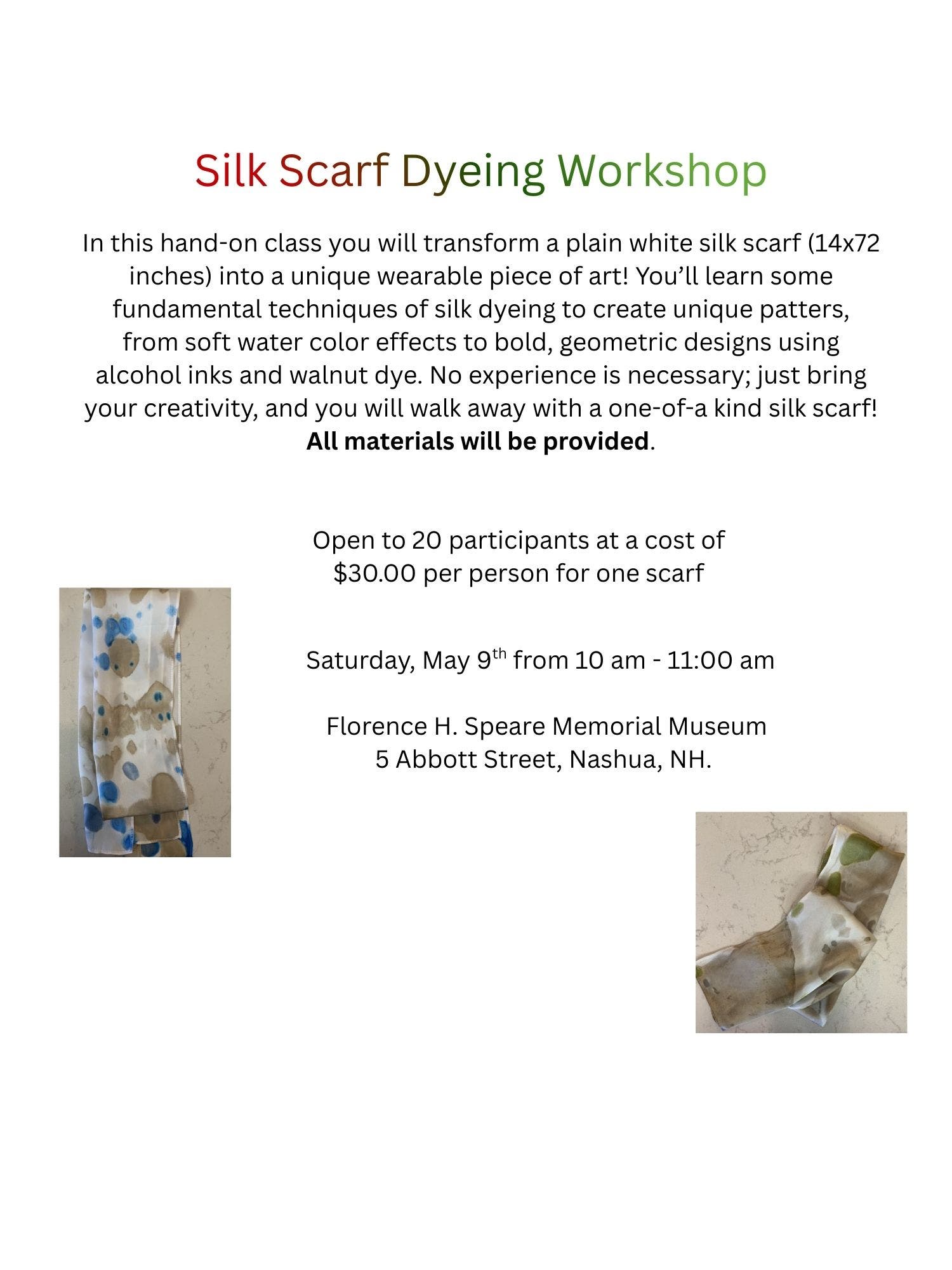 Silk Scarf Dyeing Workshop