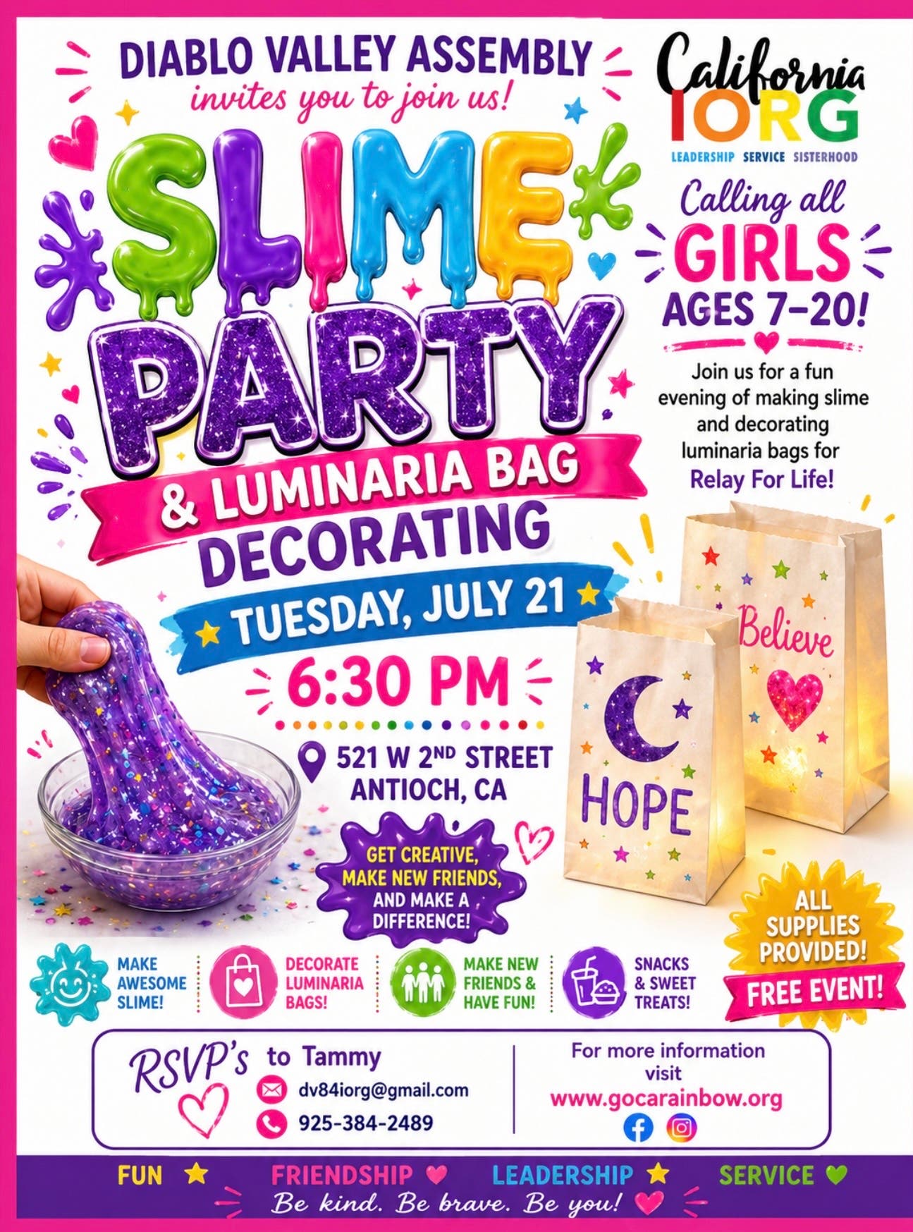 Slime Party & Luminaria Bag Decorating