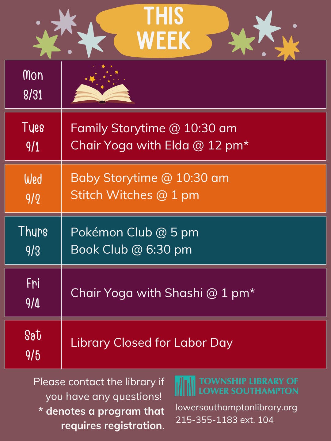 This Week's Programs at the Feasterville Library...