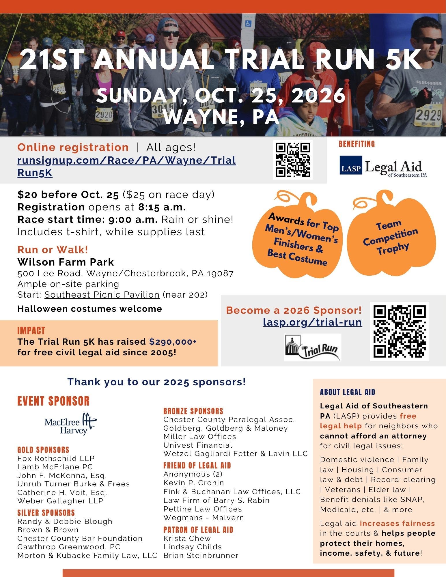 21st Annual Trial Run 5K: Run (or walk) the distance for equal justice!