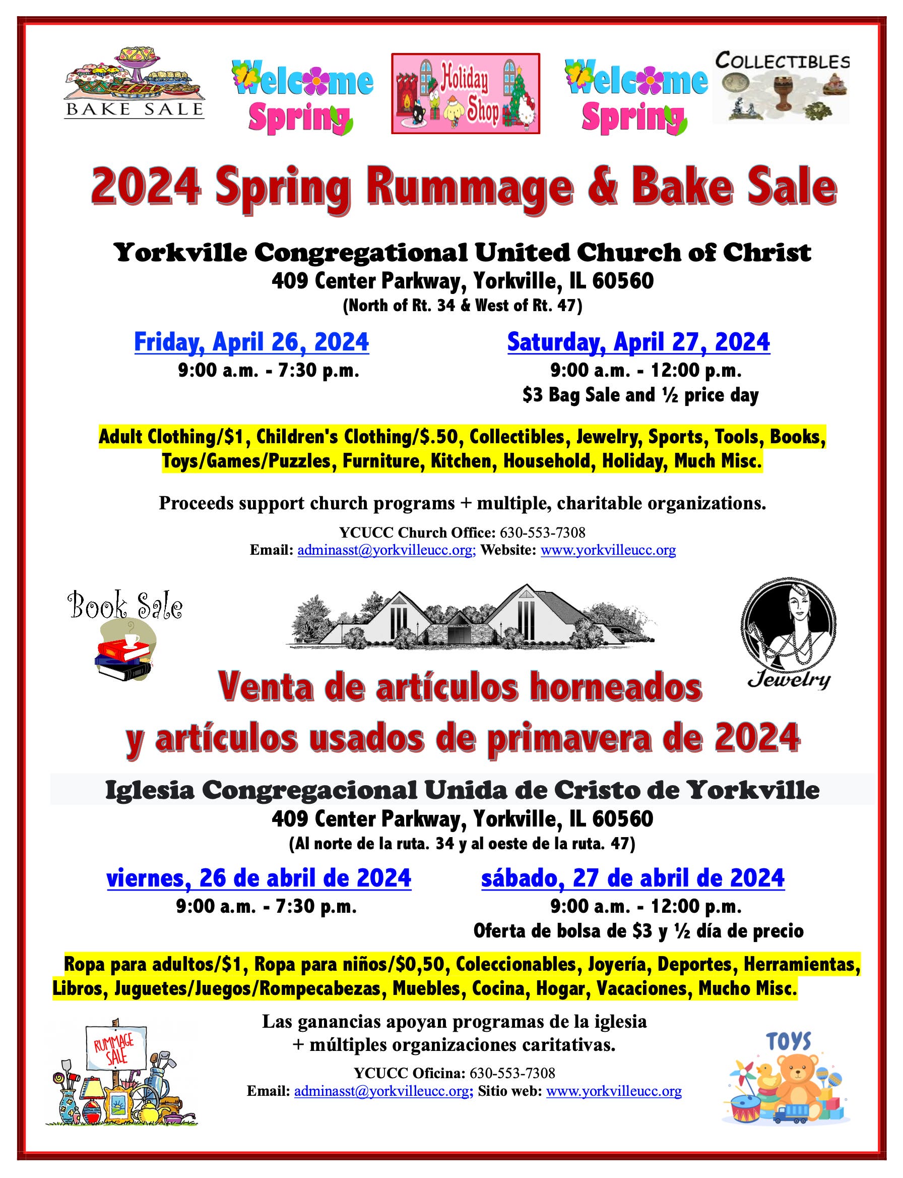 Apr 26 | Yorkville Congregational UCC 2024 Spring Rummage and Bake Sale ...