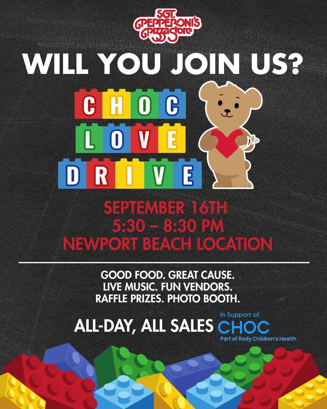 Sgt. Pepperoni’s Annual CHOC Love Drive Celebration