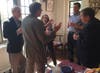 Michael Hull, County Legislator Damon Maher, Tracey Levy, Evan Levy, and Father Michael Gahler enjoy some conversation.