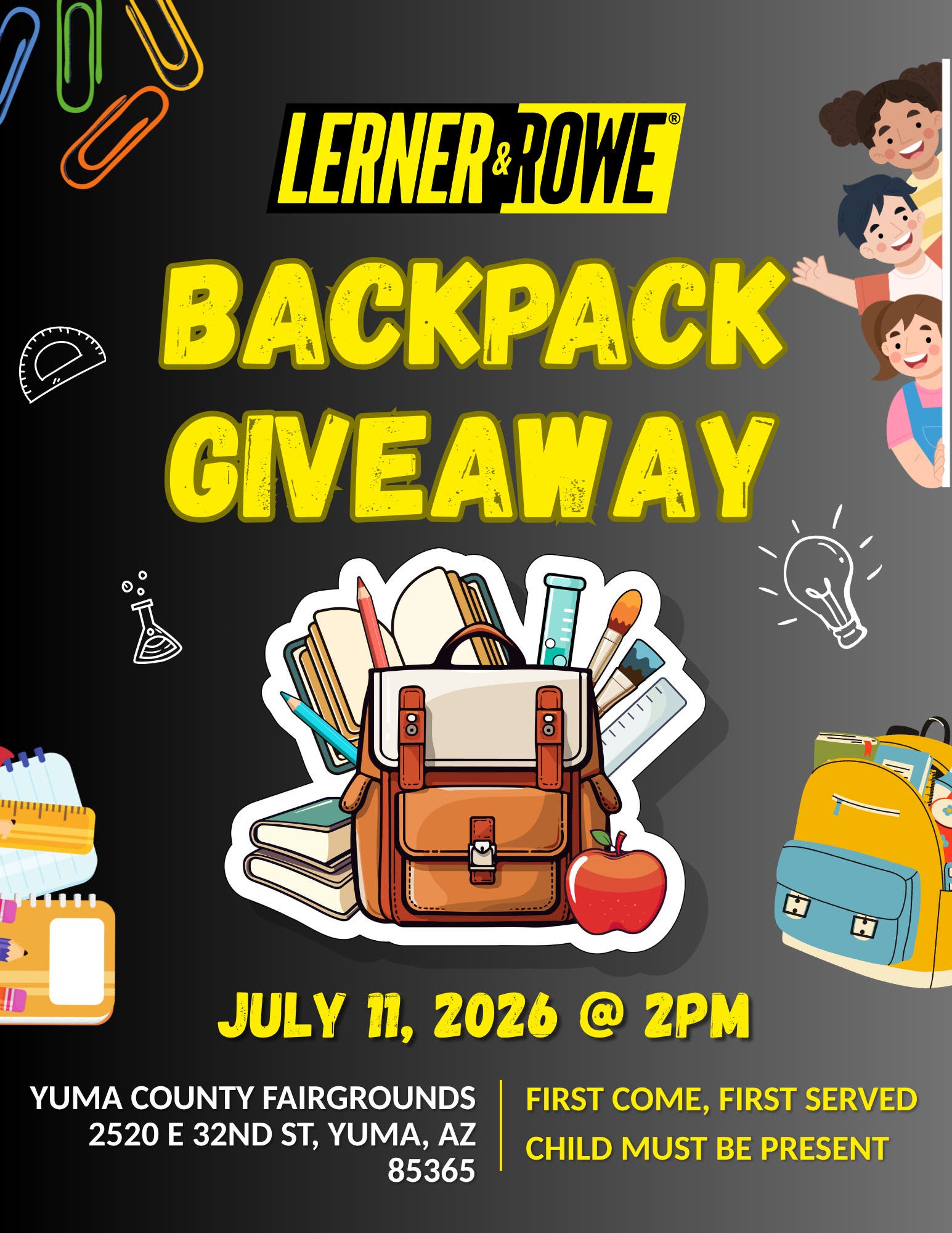 Lerner & Rowe Gives Back Backpack Drives
