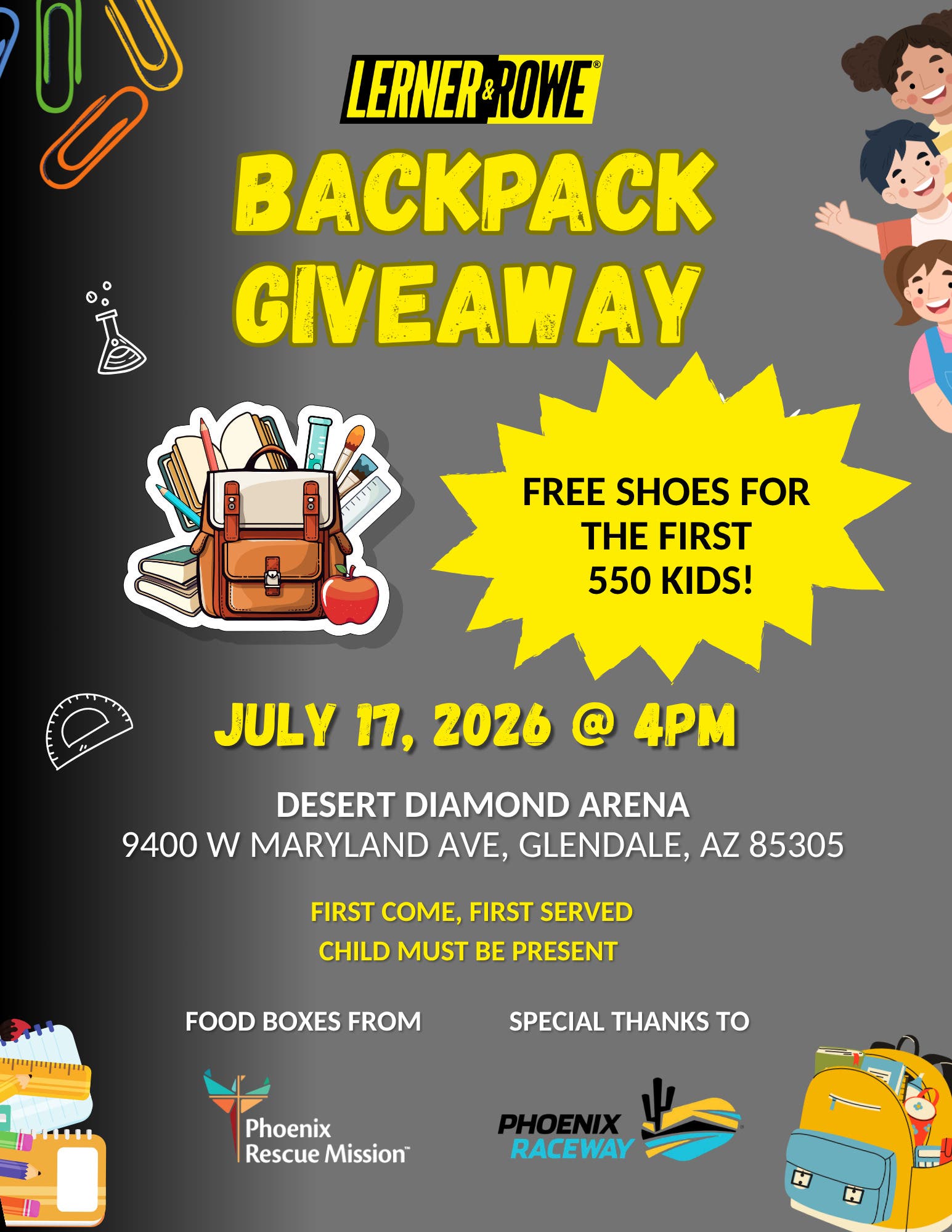 Lerner & Rowe Gives Back Backpack Drives