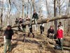 Members of Troop 200 take a break during their 10+ mile hike through Jockey Hollow.