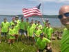 Scouts and scouters from Troop 200 pause to take a selfie at Round Valley during By Boot or By Boat