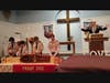 A scout is reverent.  Pastor Tom Jones opens the Troop 200 Fall Court of Honor in prayer as John Martoccia, Bo Pardo, Ryan Walsh and Andrew Bozzi bow their heads.