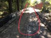 Shows the Fraudulent work was covered up same day asphalt grinder cut a 8’ wide path in the 10’ wide old path.
