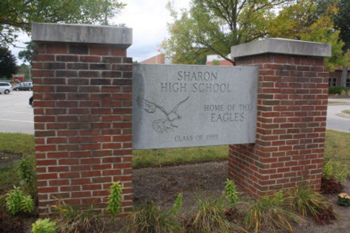 The fliers called for Sharon High School students to stand together to create a safe learning environment for all.