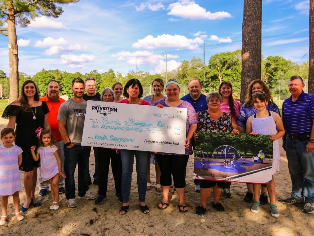 The Partners in Patriotism Fund recently donated $10,000 to the Friends of Foxboro Recreation for a new playground.